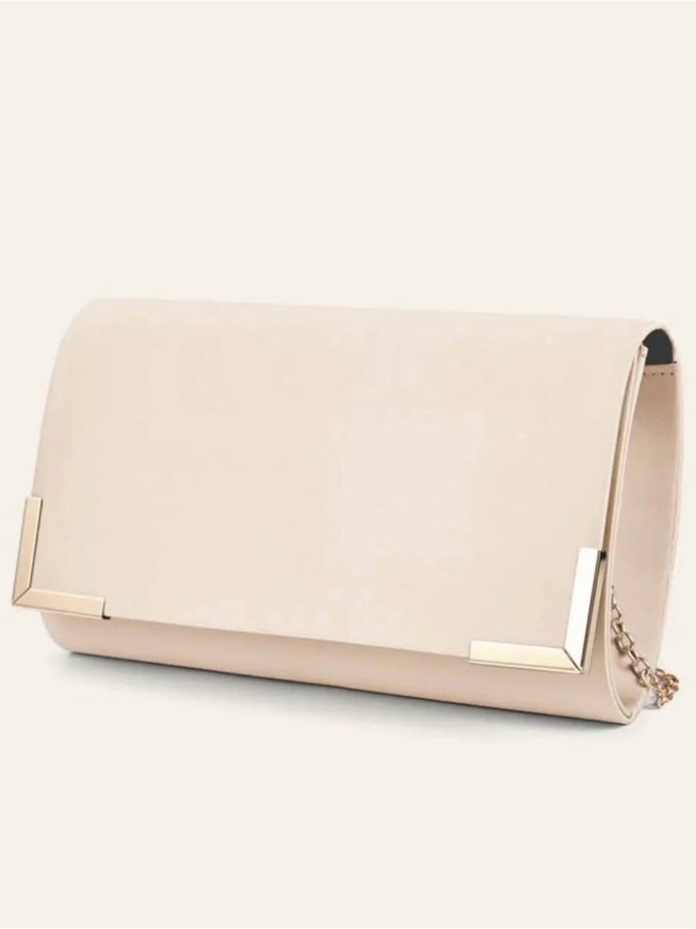 Elegant Cream Clutch with Gold Accents